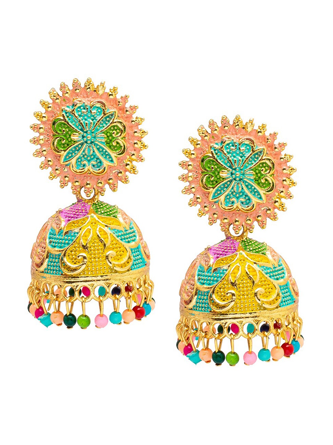 

Shining Jewel - By Shivansh Gold-Plated Dome Shaped Jhumkas Earrings