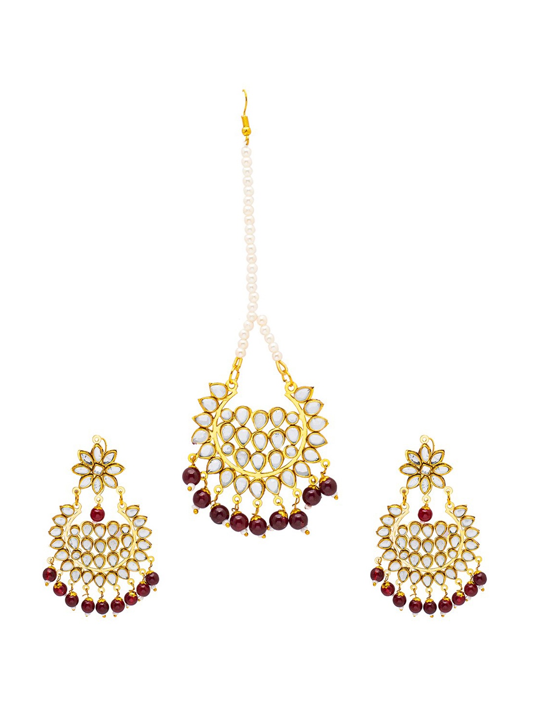 

Shining Jewel - By Shivansh Gold-Plated Classic Jhumkas Earrings & Maangtika