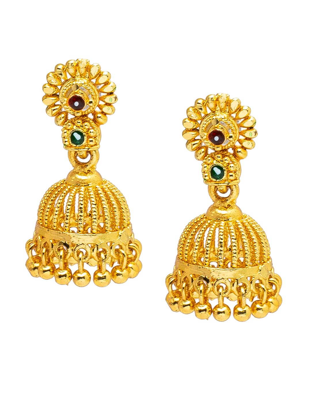 

Shining Jewel - By Shivansh Gold Plated Dome Shaped Jhumkas Earrings