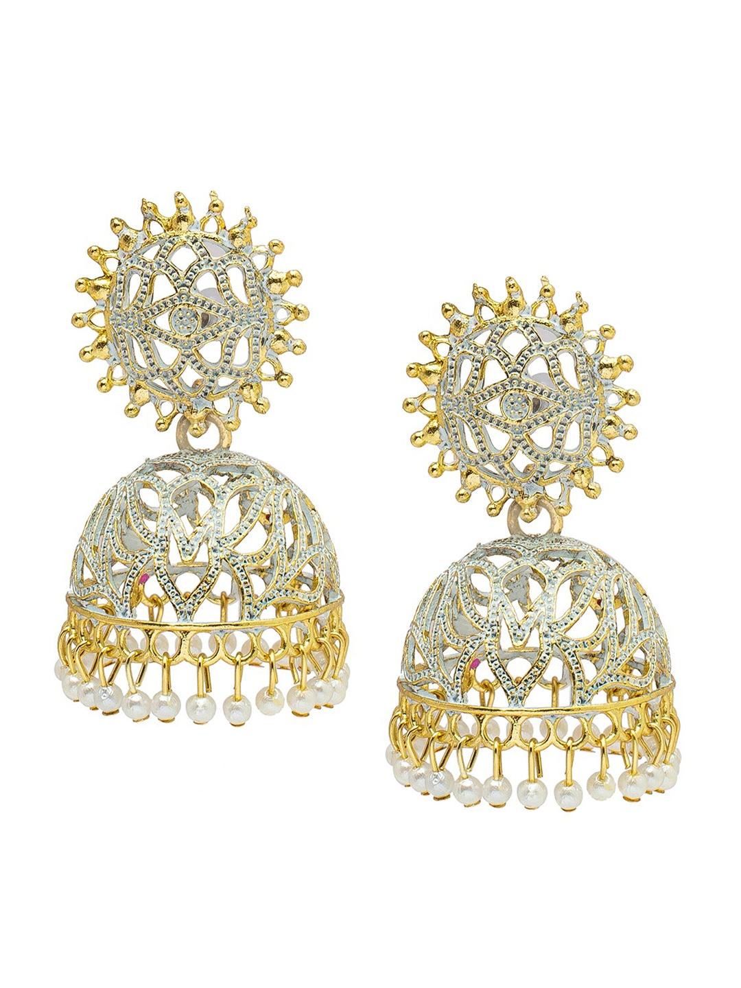 

Shining Jewel - By Shivansh Gold Plated Contemporary Jhumkas Earrings