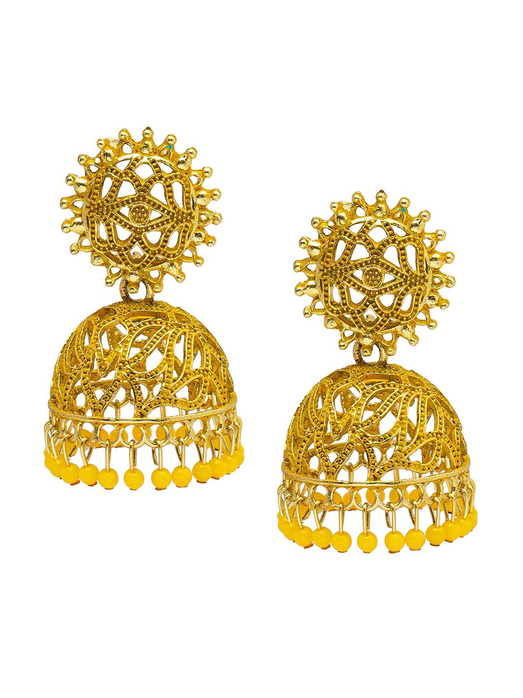 

Shining Jewel - By Shivansh Gold Plated Contemporary Jhumkas Earrings