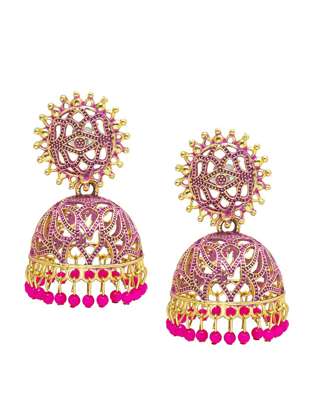 

Shining Jewel - By Shivansh Gold Plated Dome Shaped Jhumkas Earrings