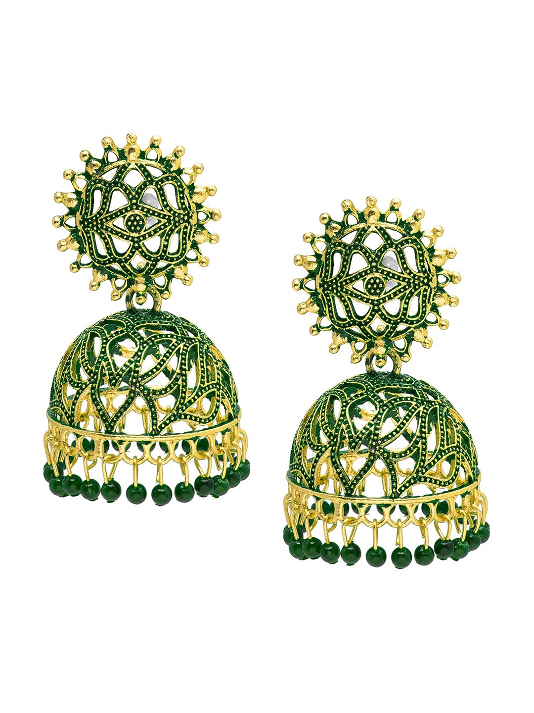 

Shining Jewel - By Shivansh Gold Plated Contemporary Jhumkas Earrings