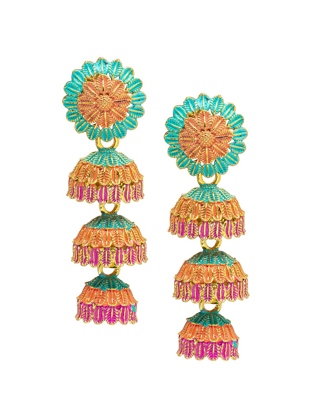 

Shining Jewel - By Shivansh Gold Plated Dome Shaped Drop Earrings
