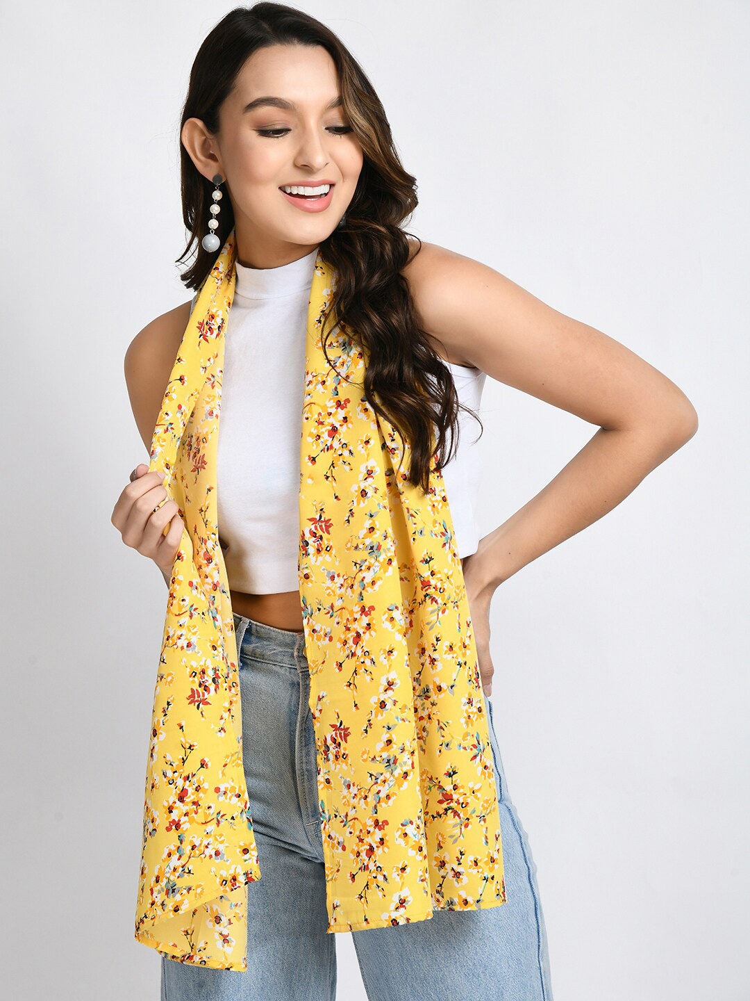 

V&M Women Printed Scarf, Yellow