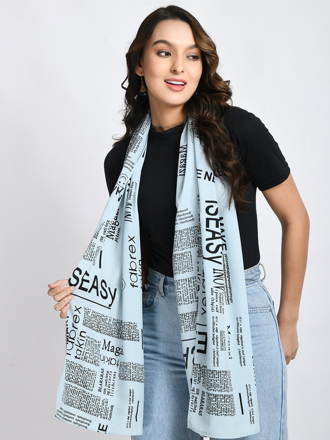 

V&M Women Printed Scarf, Grey