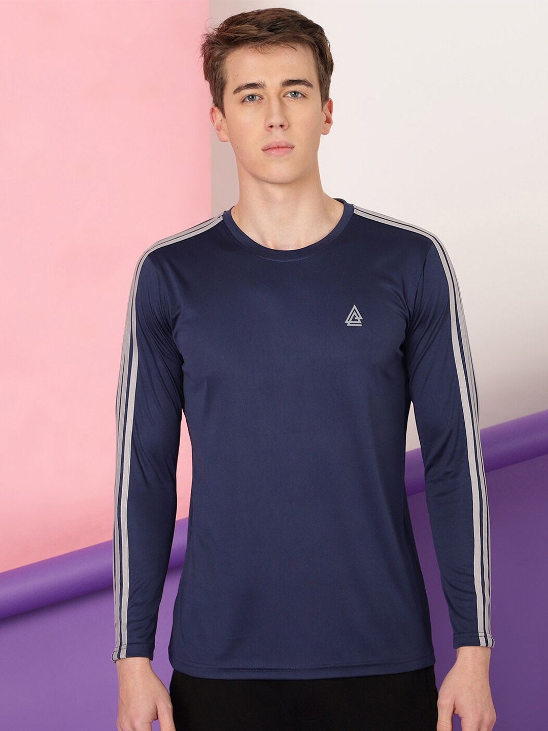 

FTX Men Striped Round Neck T-shirt, Navy blue