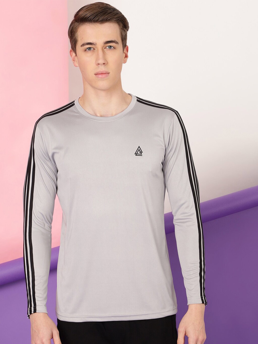 

FTX Men Striped Round Neck T-shirt, Grey