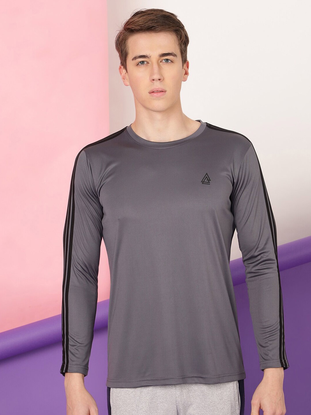 

FTX Men Striped Round Neck T-shirt, Grey