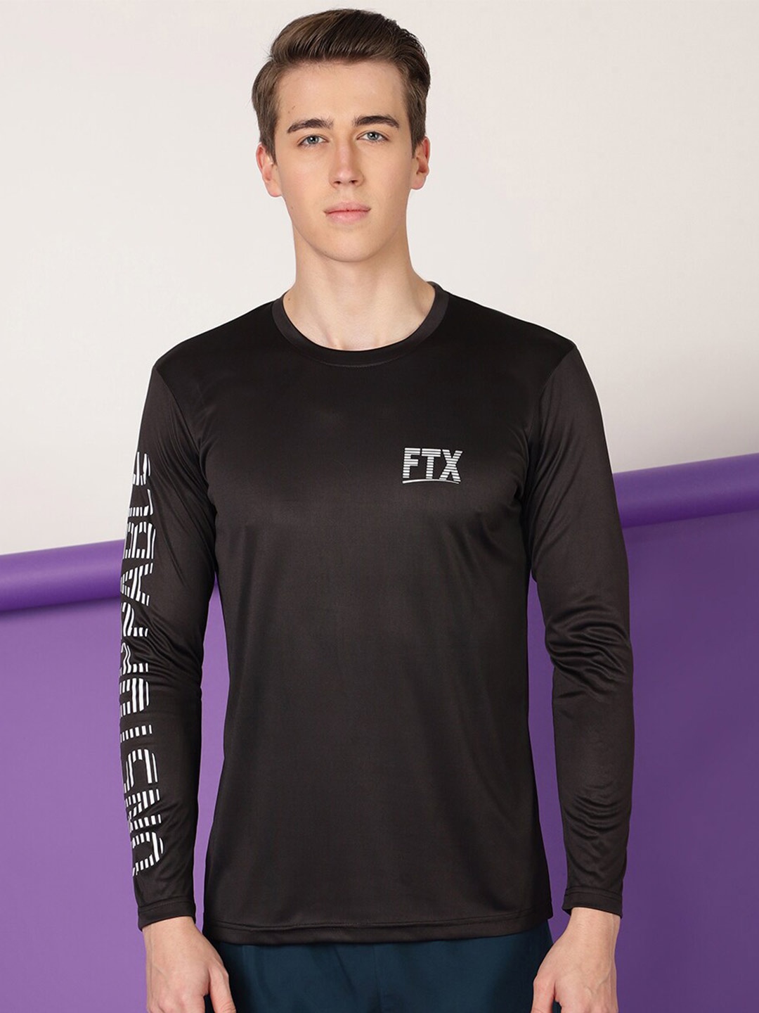 

FTX Men Typography Printed Round Neck T-shirt, Black