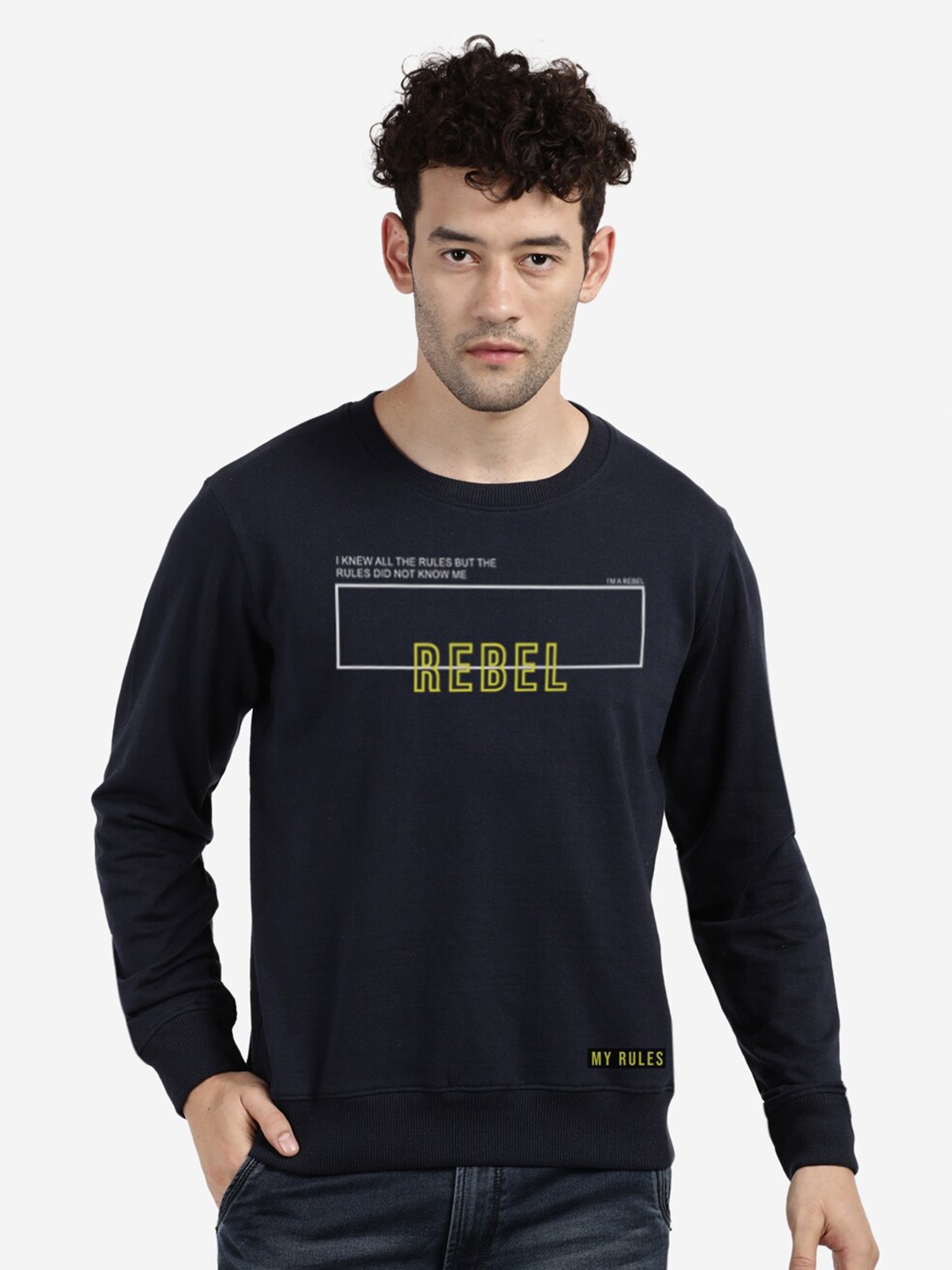 

BLACK RADIO Men Printed Cotton Sweatshirt, Blue