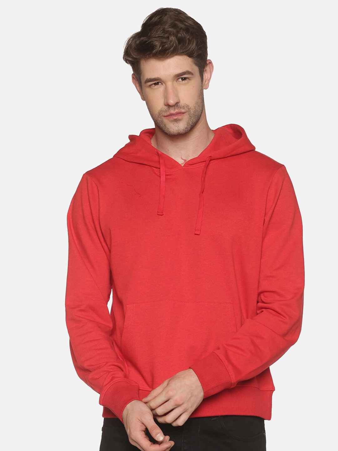 

BLACK RADIO Men Hooded Cotton Sweatshirt, Red