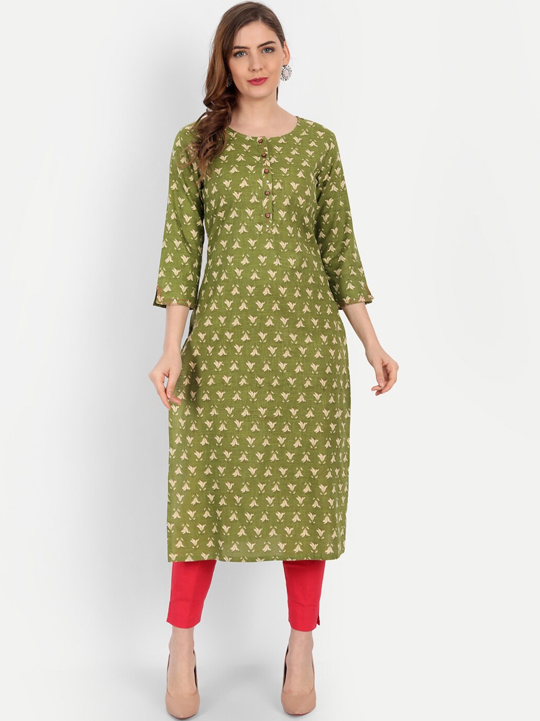 

SUTI Ethnic Motifs Printed Cotton Kurta, Green