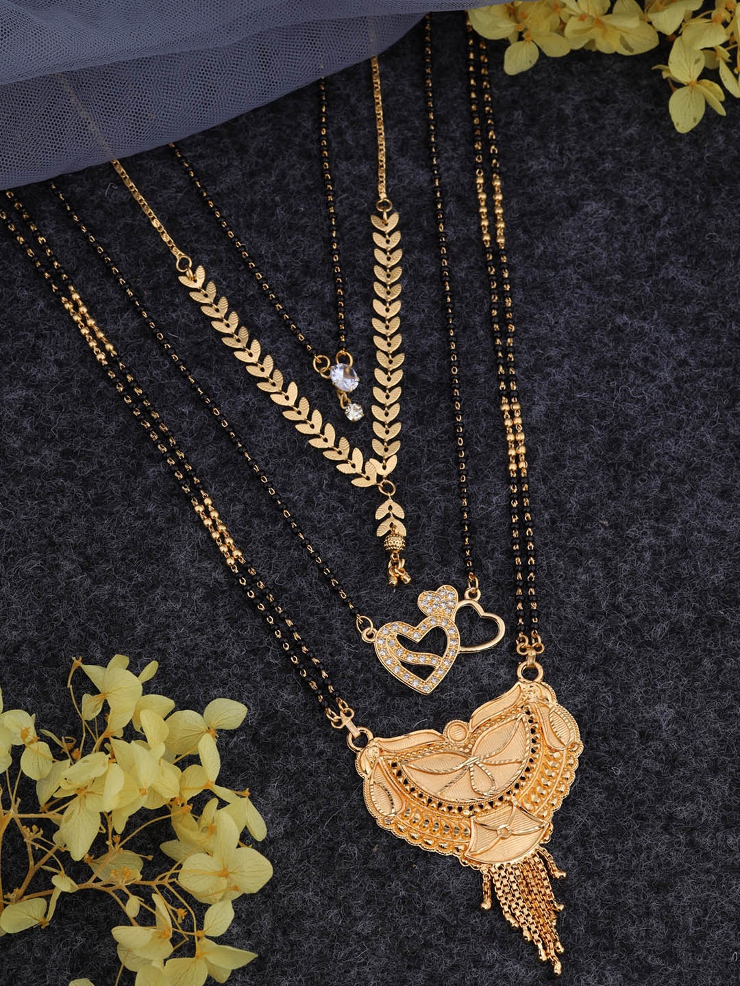

Brado Jewellery Gold Plated Pack of 4 Mangalsutra Tanmaniya
