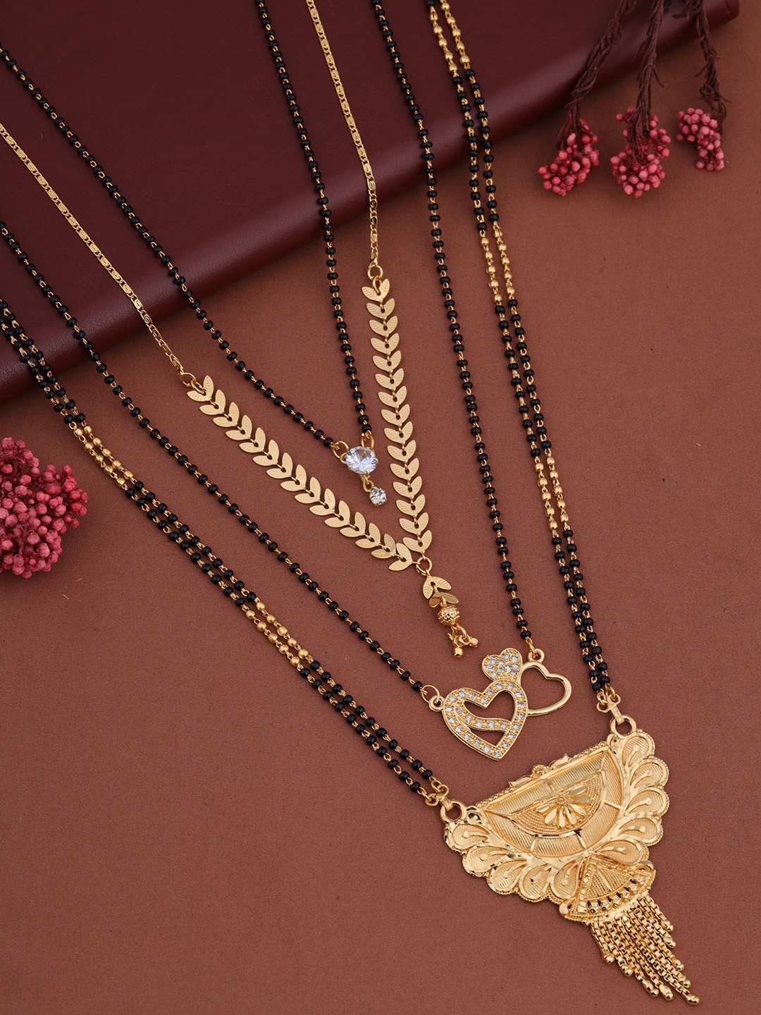 

Brado Jewellery Gold Plated Pack of 4 Mangalsutra