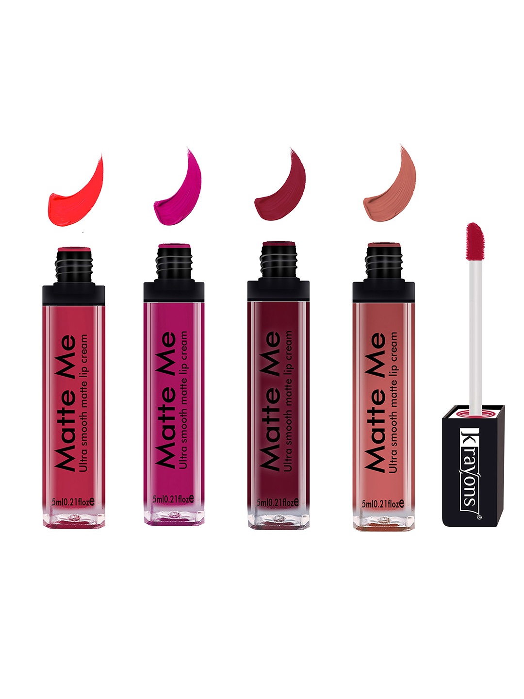 

krayons Matte Me Set Of 4 Ultra Smooth Lip Cream Lipstick - 5ml each, Pink