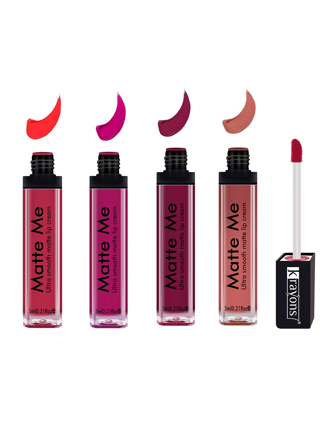 

krayons Matte Me Set Of 4 Ultra Smooth Lip Cream Lipstick 5ml each, Pink