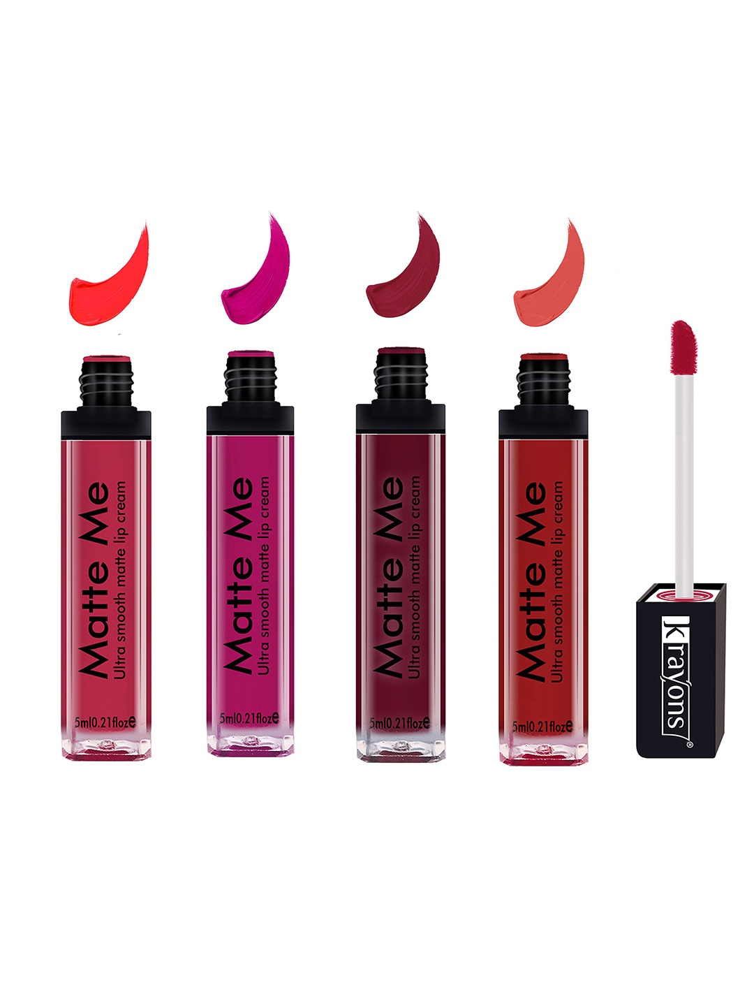 

krayons Matte Me Set Of 4 Ultra Smooth Lip Cream Lipstick 5ml each, Pink