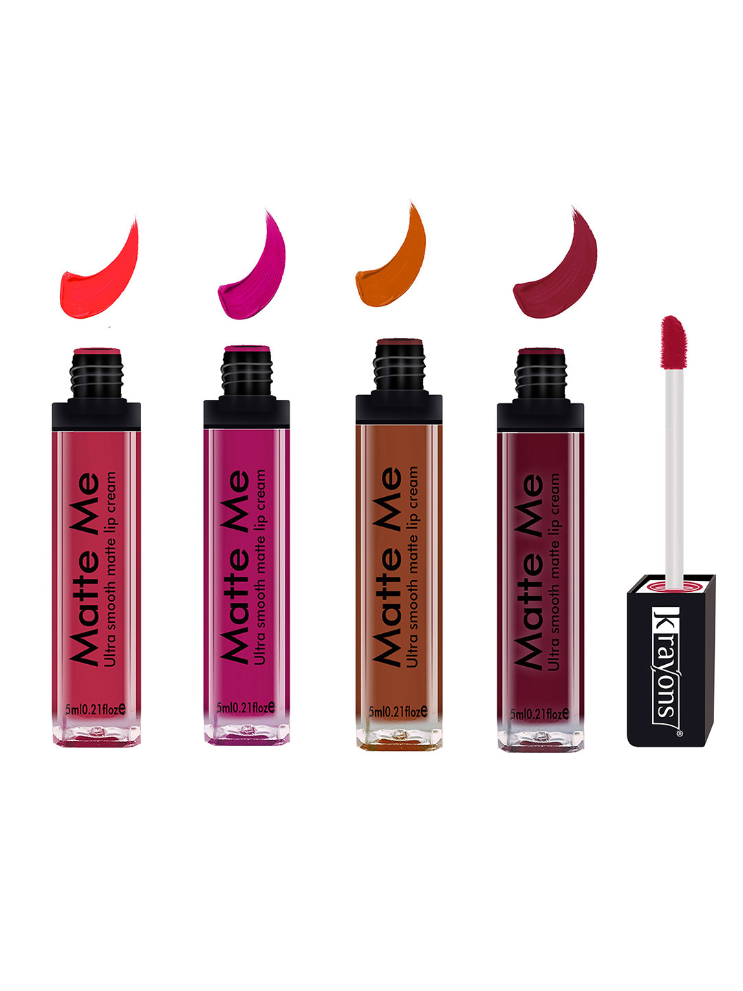 

krayons Matte Me Set Of 4 Ultra Smooth Lip Cream Lipstick 5ml each, Pink