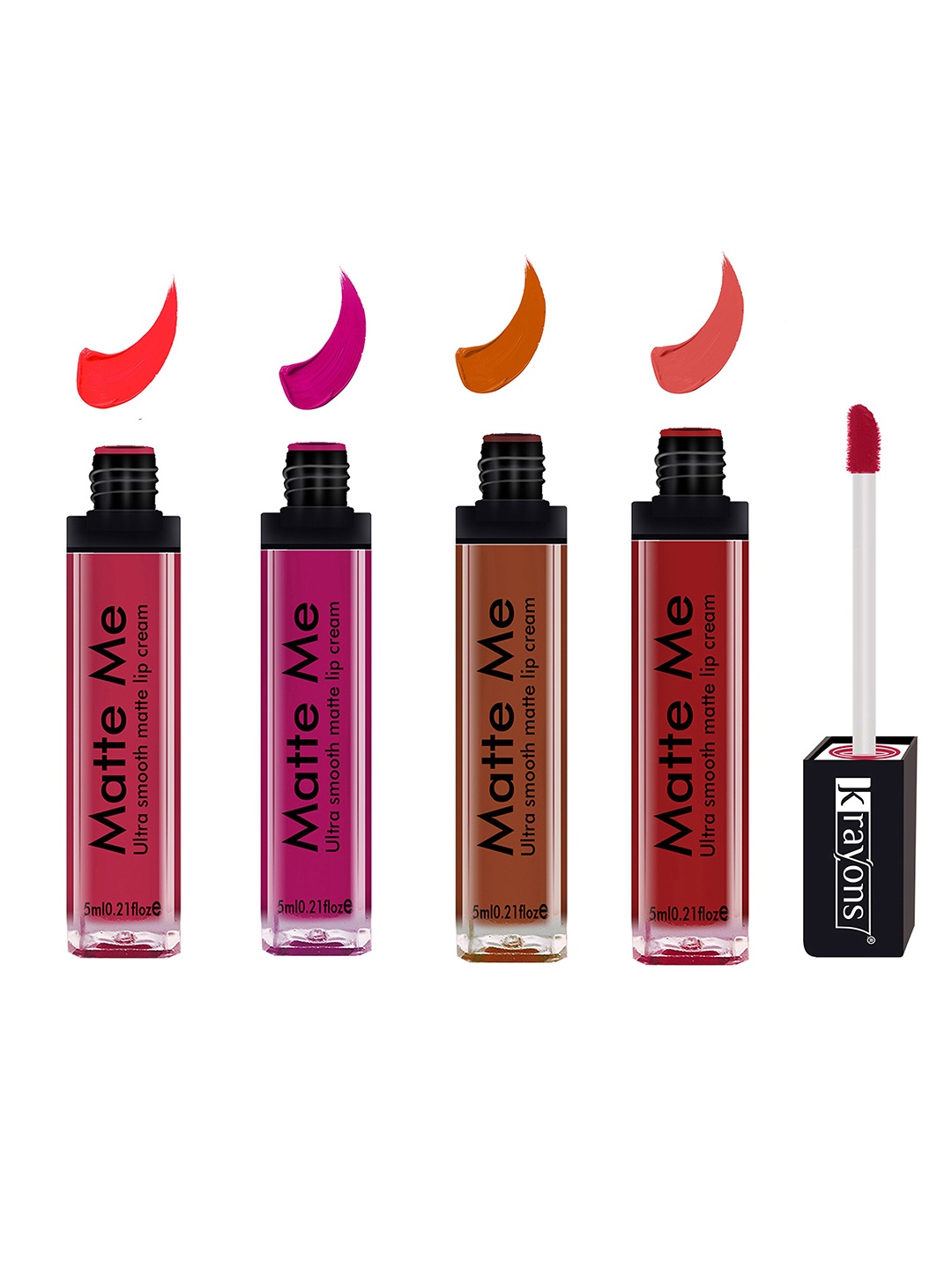 

krayons Matte Me Set Of 4 Ultra Smooth Lip Cream Lipstick 5ml each, Pink