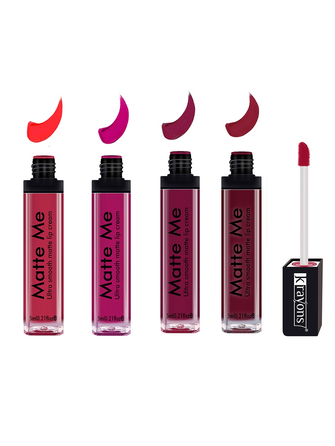 

krayons Matte Me Set Of 4 Ultra Smooth Lip Cream Lipstick 5ml each, Pink