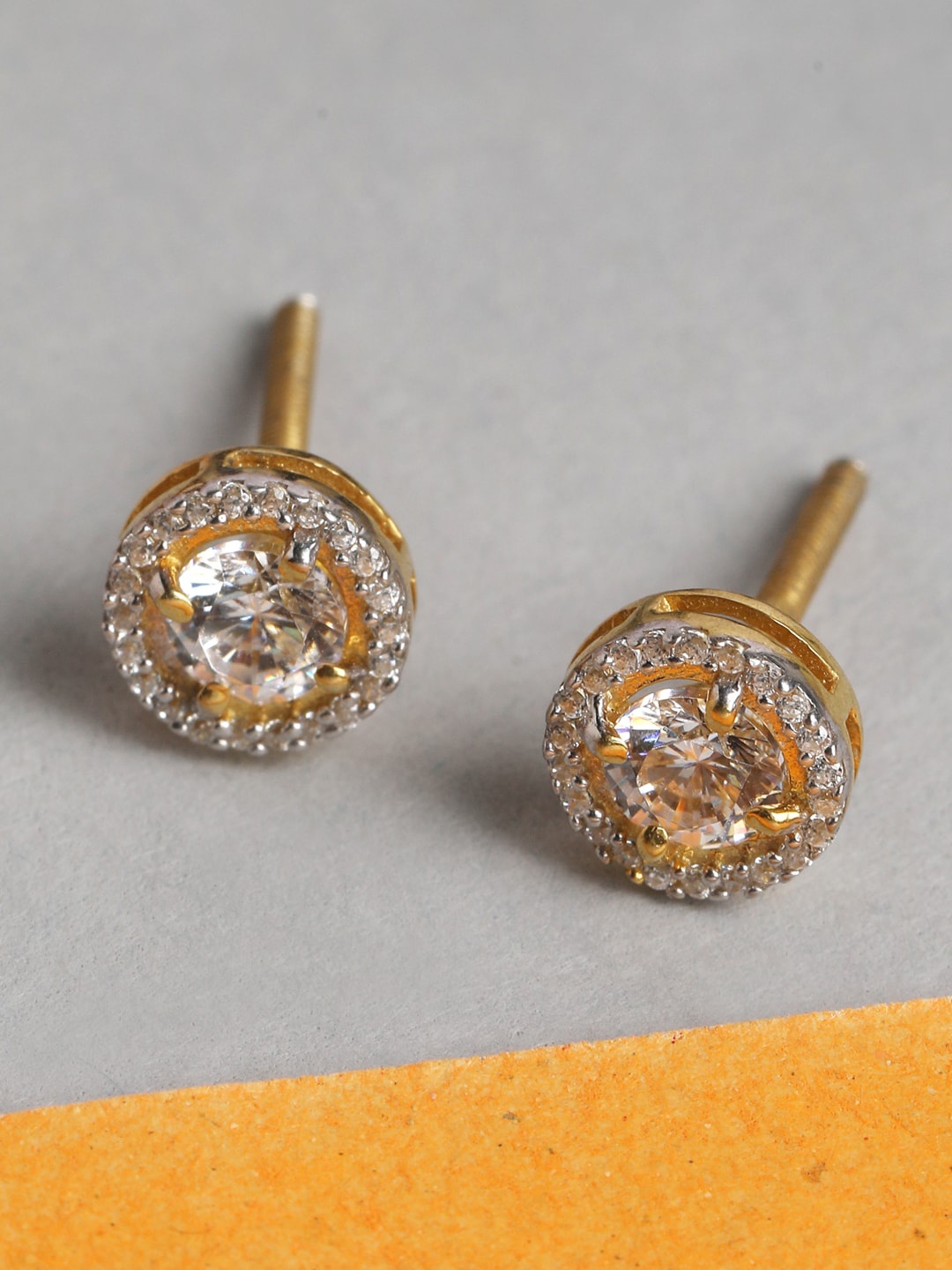 

Clara 925 Sterling Silver Gold-Plated Circular Studs Earrings