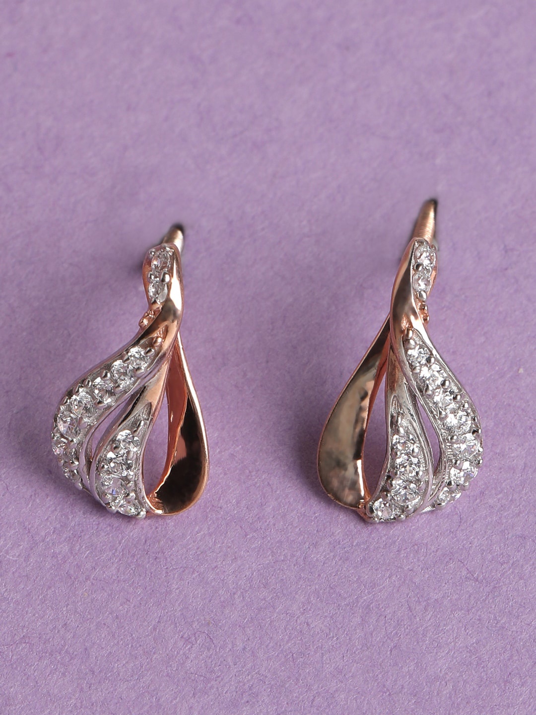 

Clara 925 Sterling Silver Rose Gold-Plated Contemporary Studs Earrings