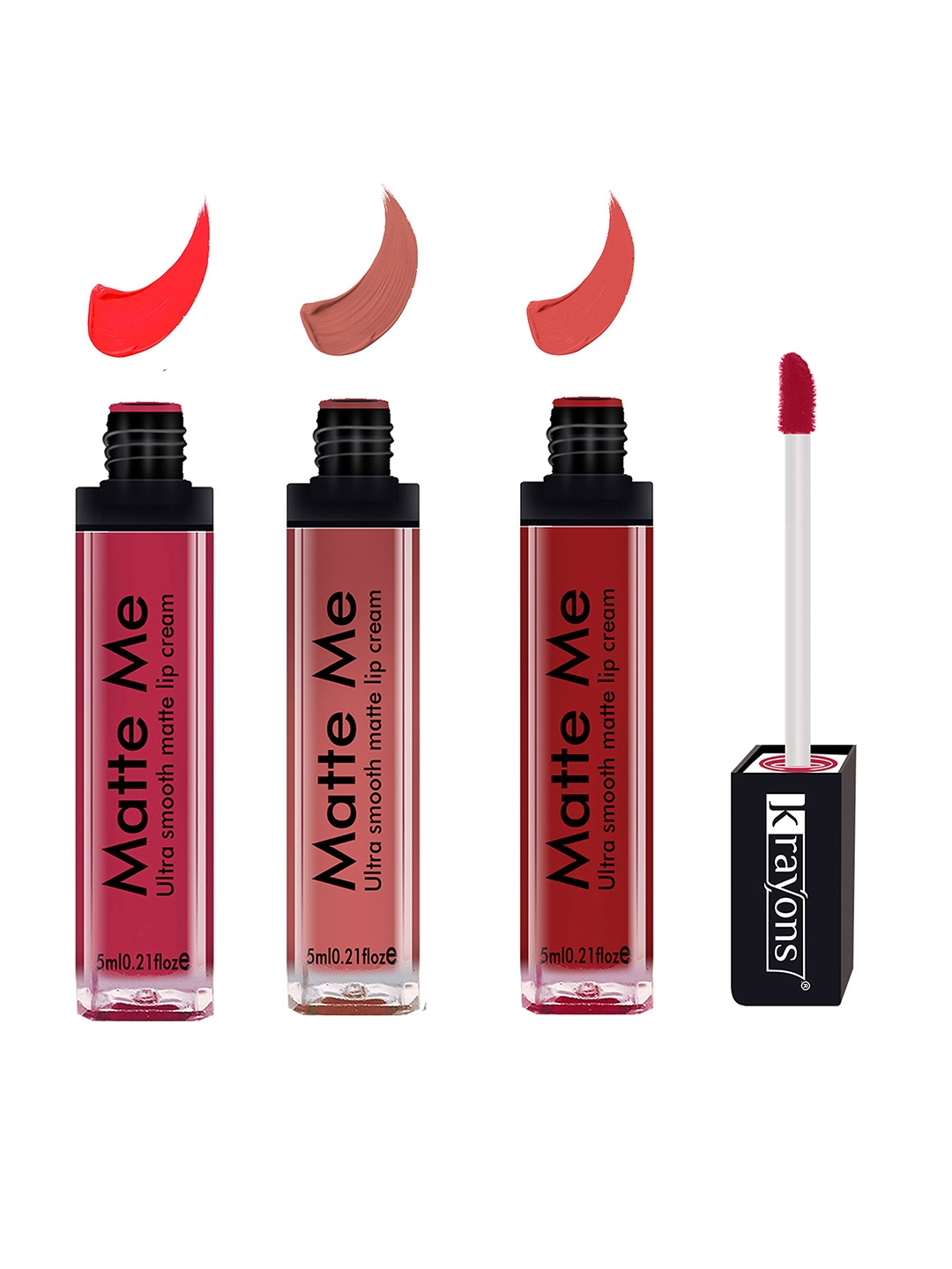 

krayons Set of 3 Matte Me Ultra Smooth Waterproof Liquid Lipstick - 5 ml each, Nude