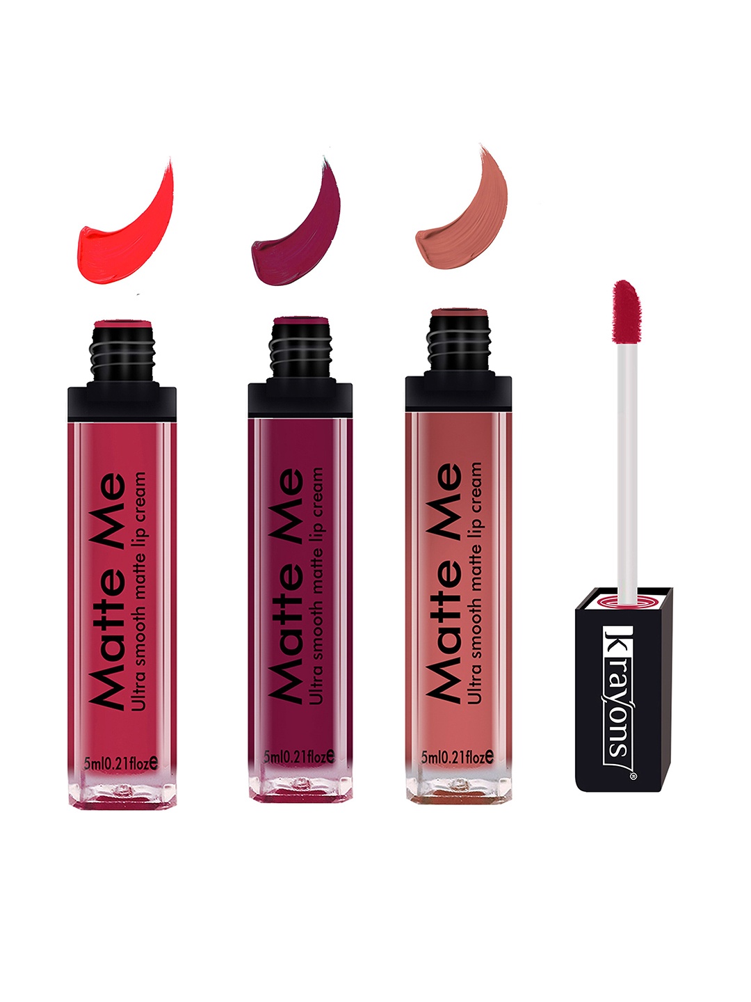 

krayons Set of 3 Matte Me Ultra Smooth Waterproof Liquid Lipstick - 5 ml each, Nude