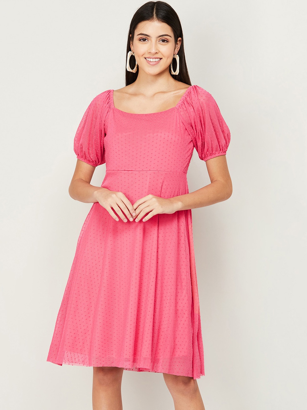 

CODE by Lifestyle Fit and Flare Dobby Dress, Pink