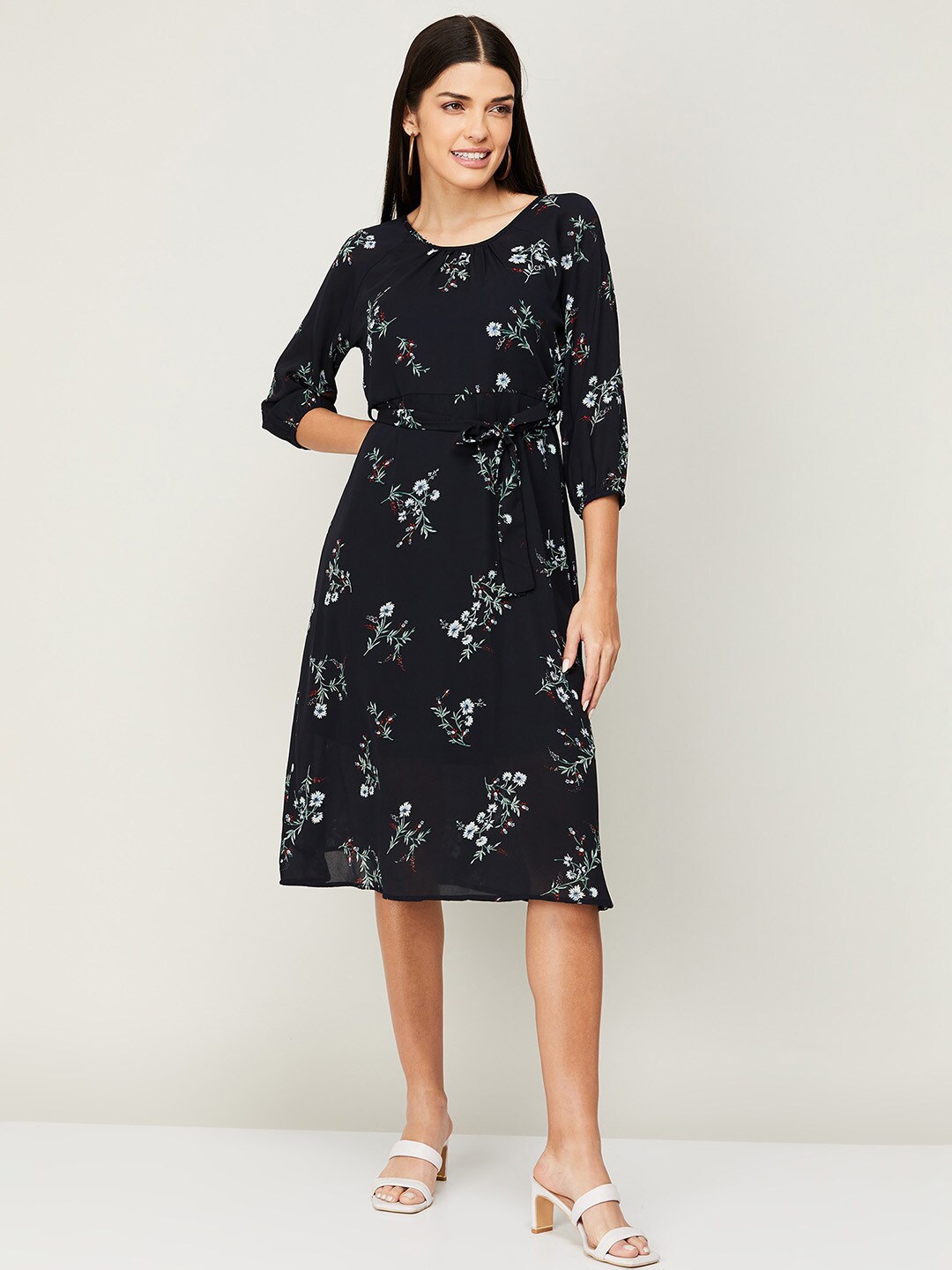 

CODE by Lifestyle Floral A-Line Dress, Navy blue