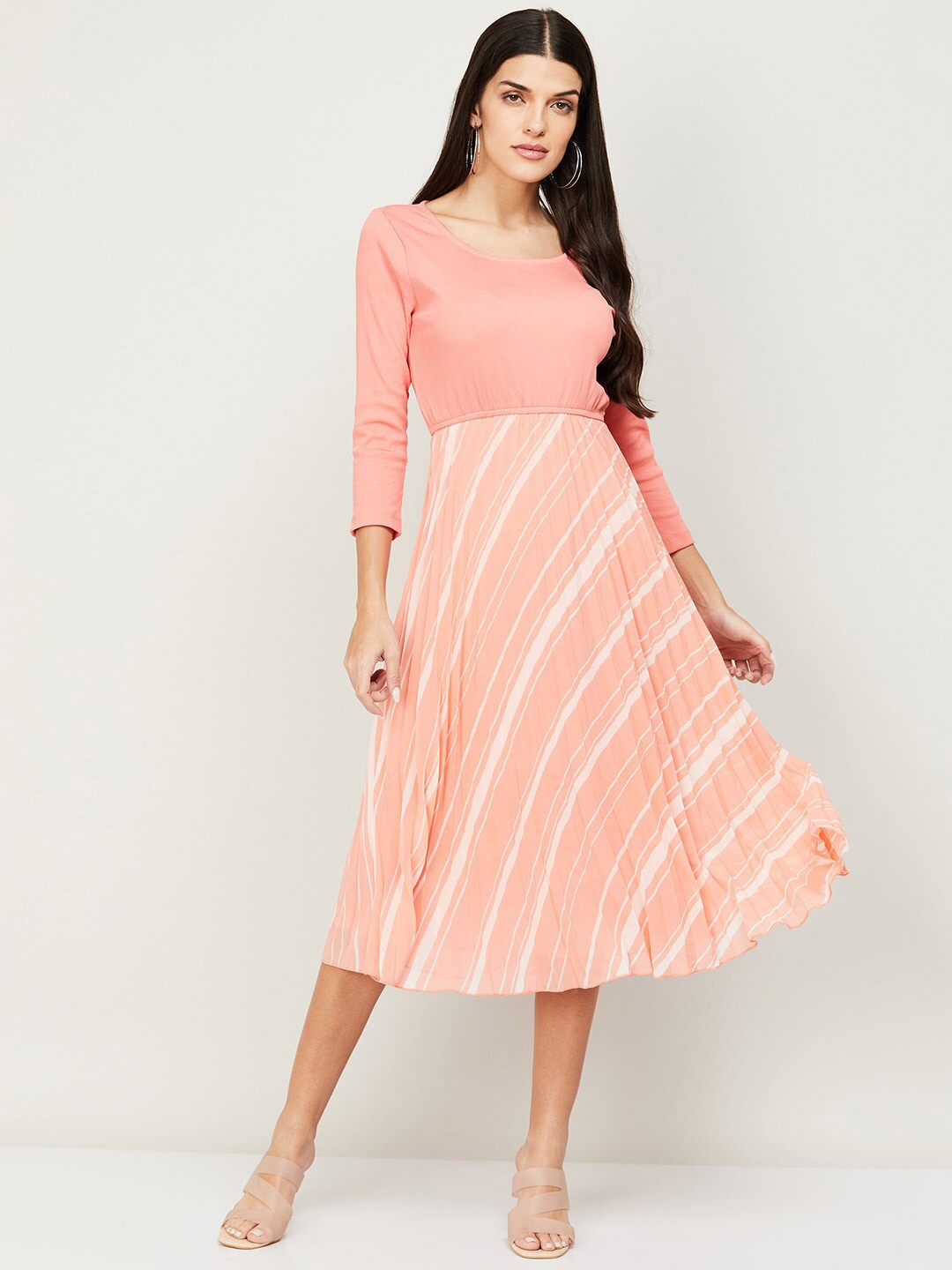 

CODE by Lifestyle Striped Midi Dress, Coral