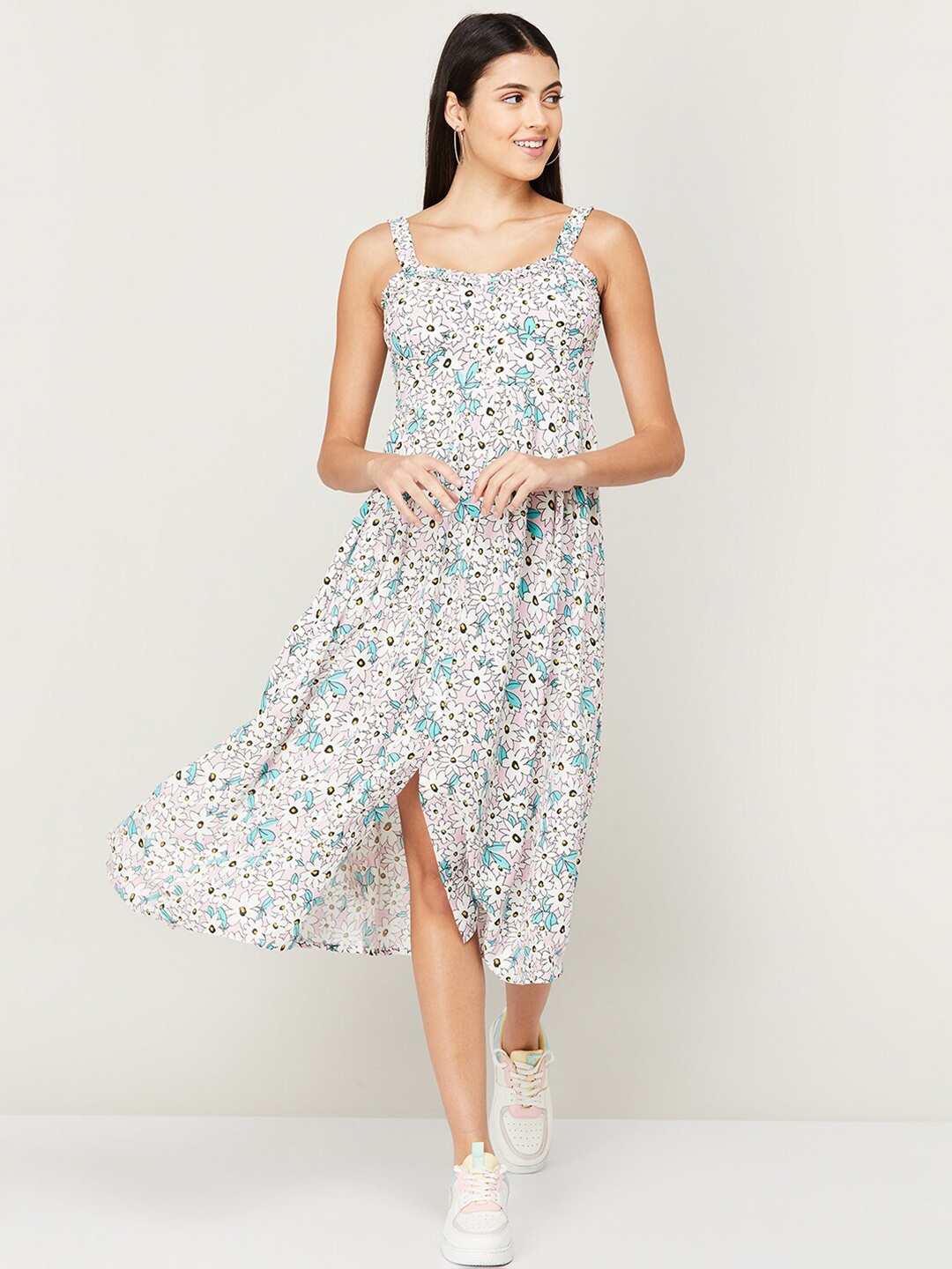 

Ginger by Lifestyle Floral Printed High Low A-Line Midi Dress, Pink