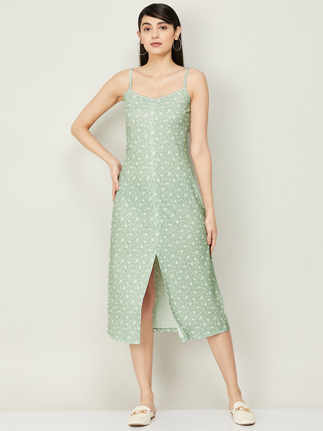 

Ginger by Lifestyle Floral A-Line Midi Dress, Sea green