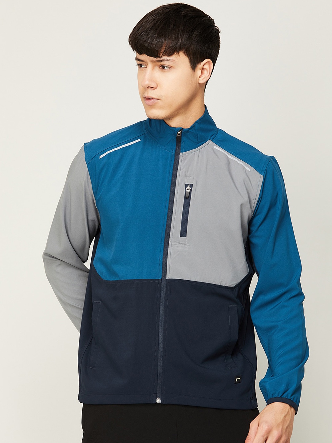 

Fame Forever by Lifestyle Men Colourblocked Training or Gym Sporty Jacket, Navy blue