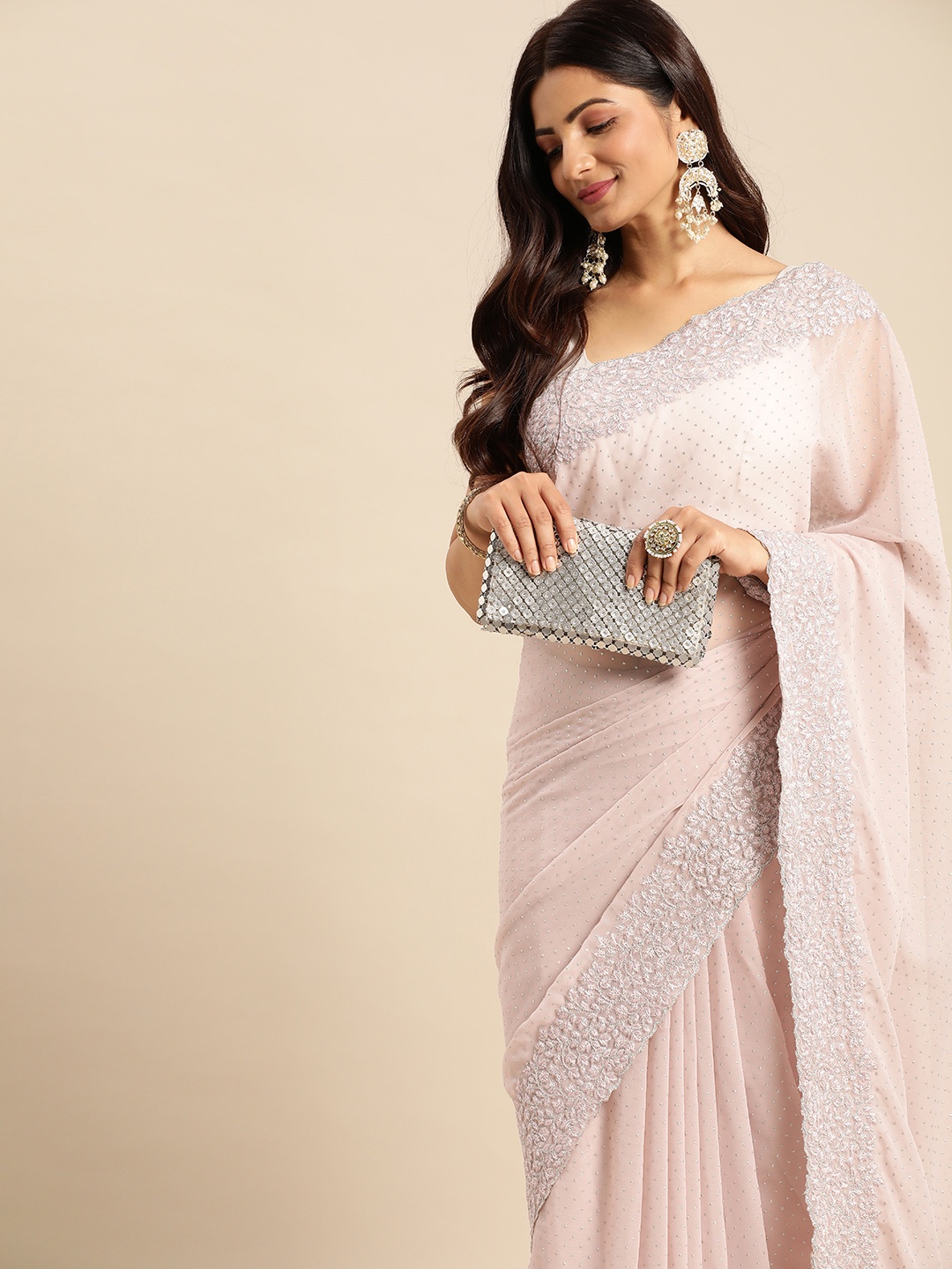 

kasee Embellished Beads and Stones Saree, Lavender
