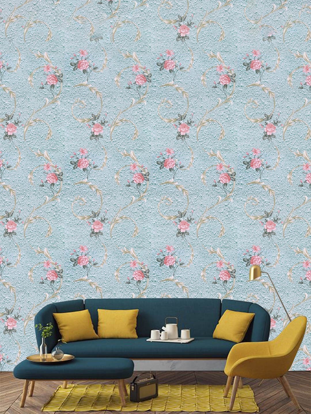 

Jaamso Royals Blue Peel and Stick Floral Printed Self Adhesive Wallpaper