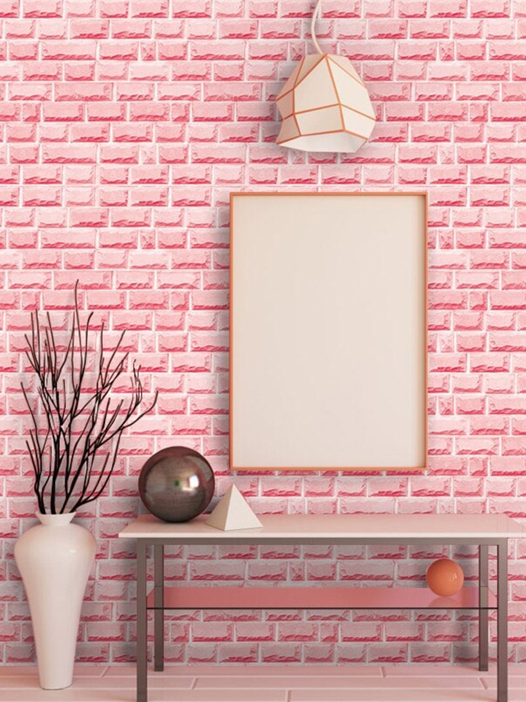 

Jaamso Royals Pink Brick Stone Peel and Stick Self Adhesive Wallpaper