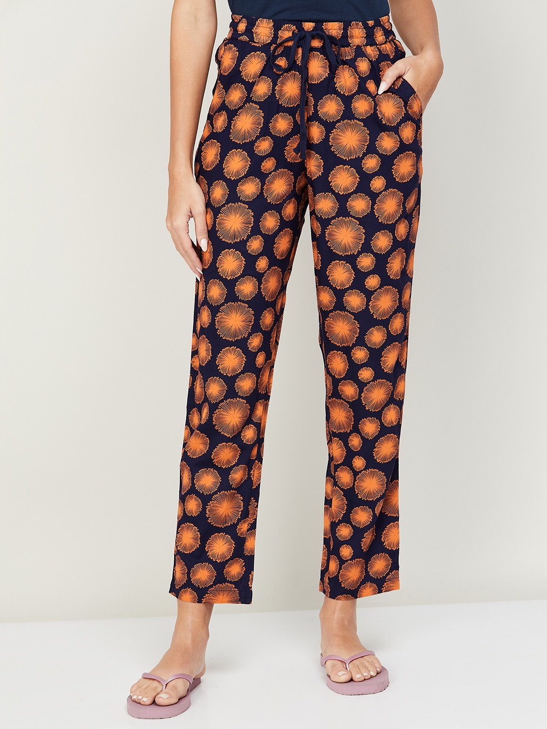 

Ginger by Lifestyle Women Printed Lounge Pants, Navy blue