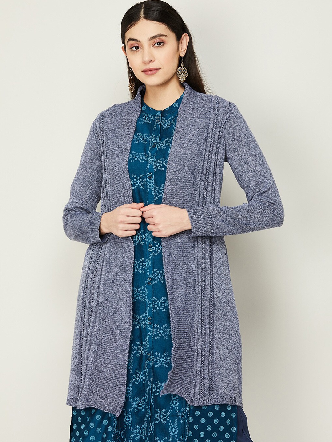 

Colour Me by Melange Women Longline Shrug, Blue