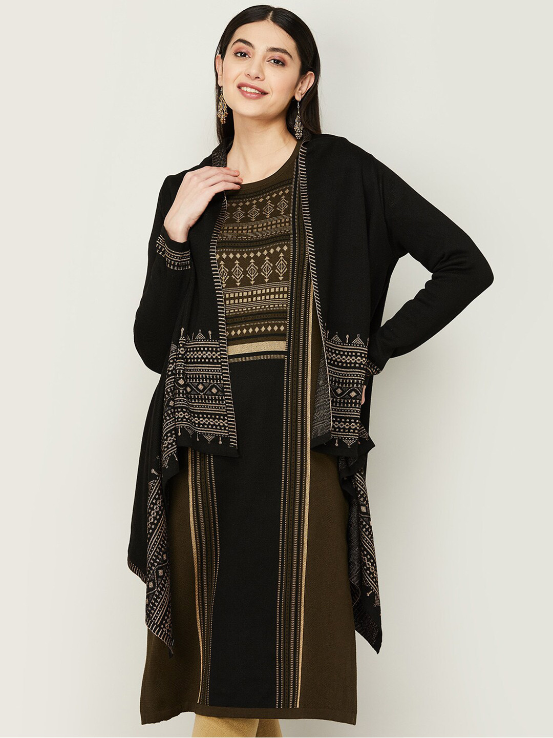 

Melange by Lifestyle Women Printed Shrug, Black