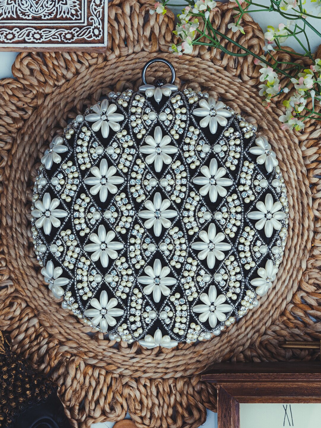 

NR By Nidhi Rathi Embellished Purse Clutch, Black