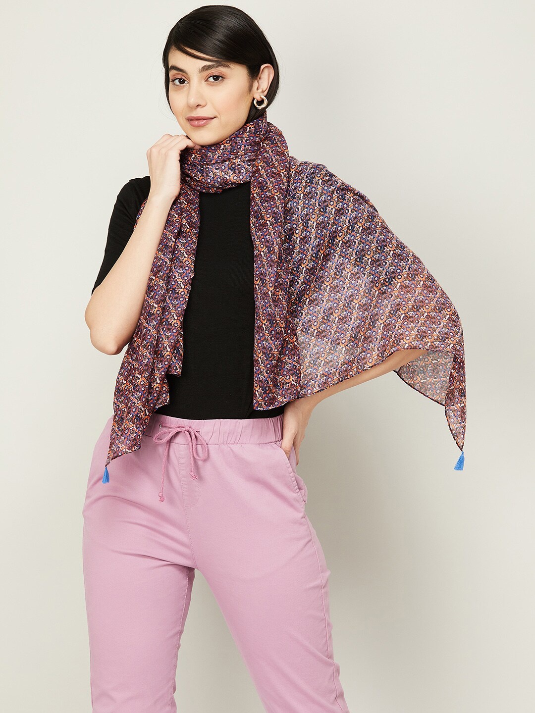 

Ginger by Lifestyle Women Geometric Printed Stole, Blue