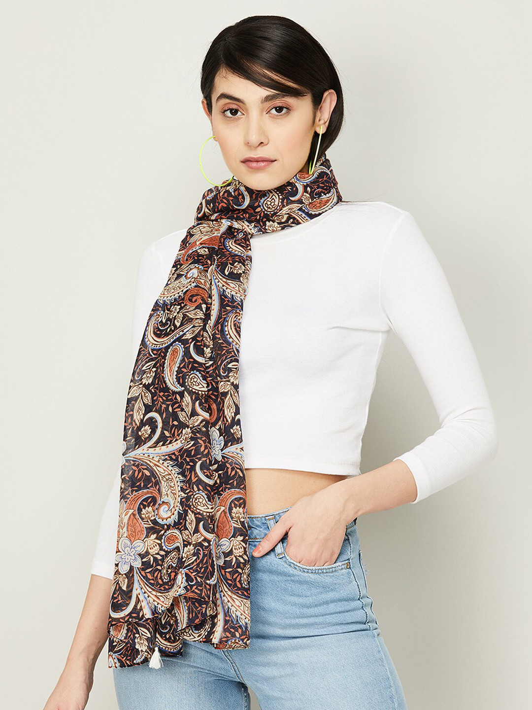 

Ginger by Lifestyle Women Paisley Printed Stole, Black