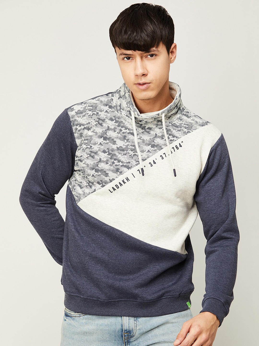 

Bossini Colourblocked Pullover Cotton Sweatshirt, Navy blue