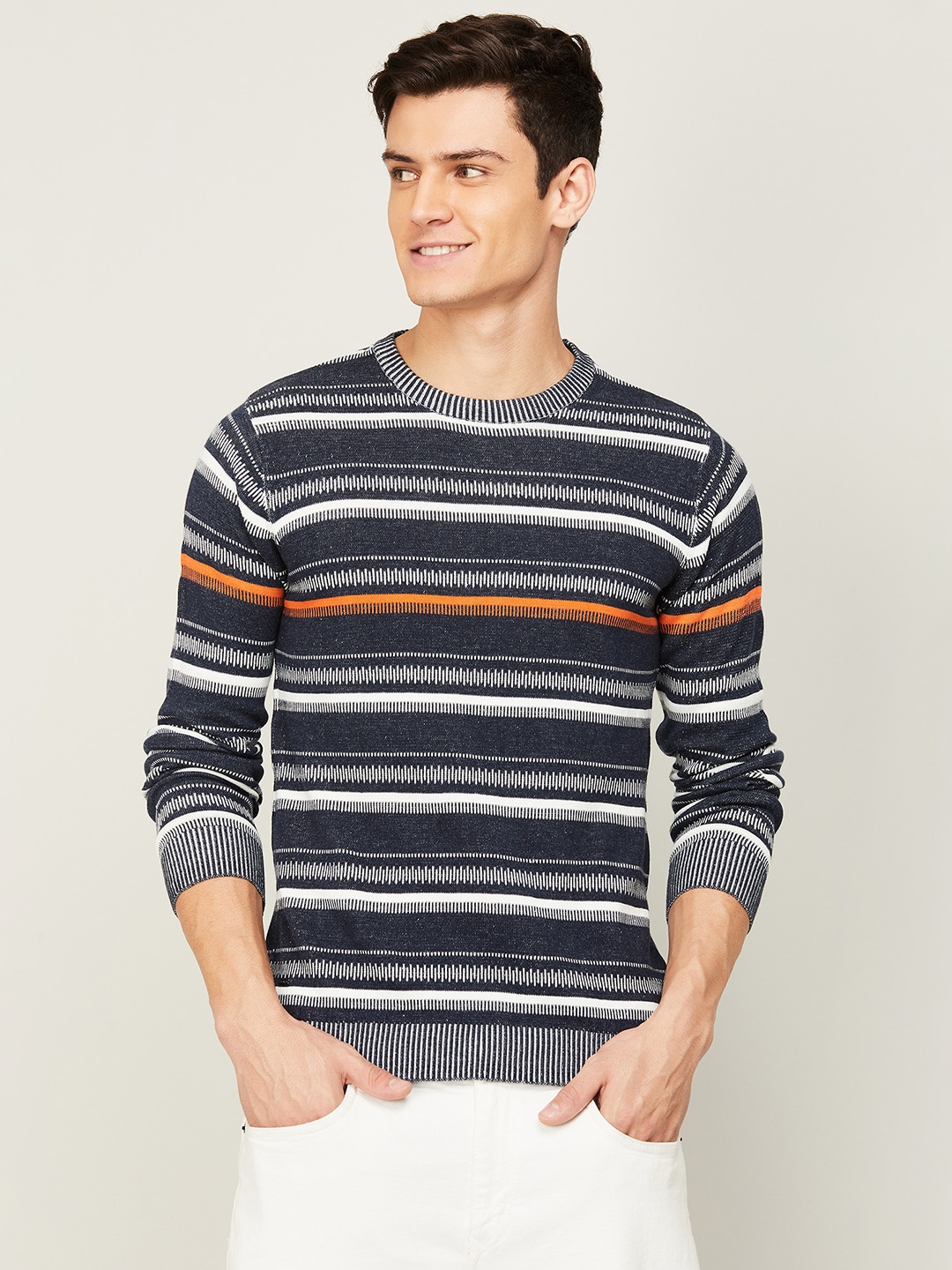 

Forca Men Striped Pullover Cotton Sweatshirt, Grey