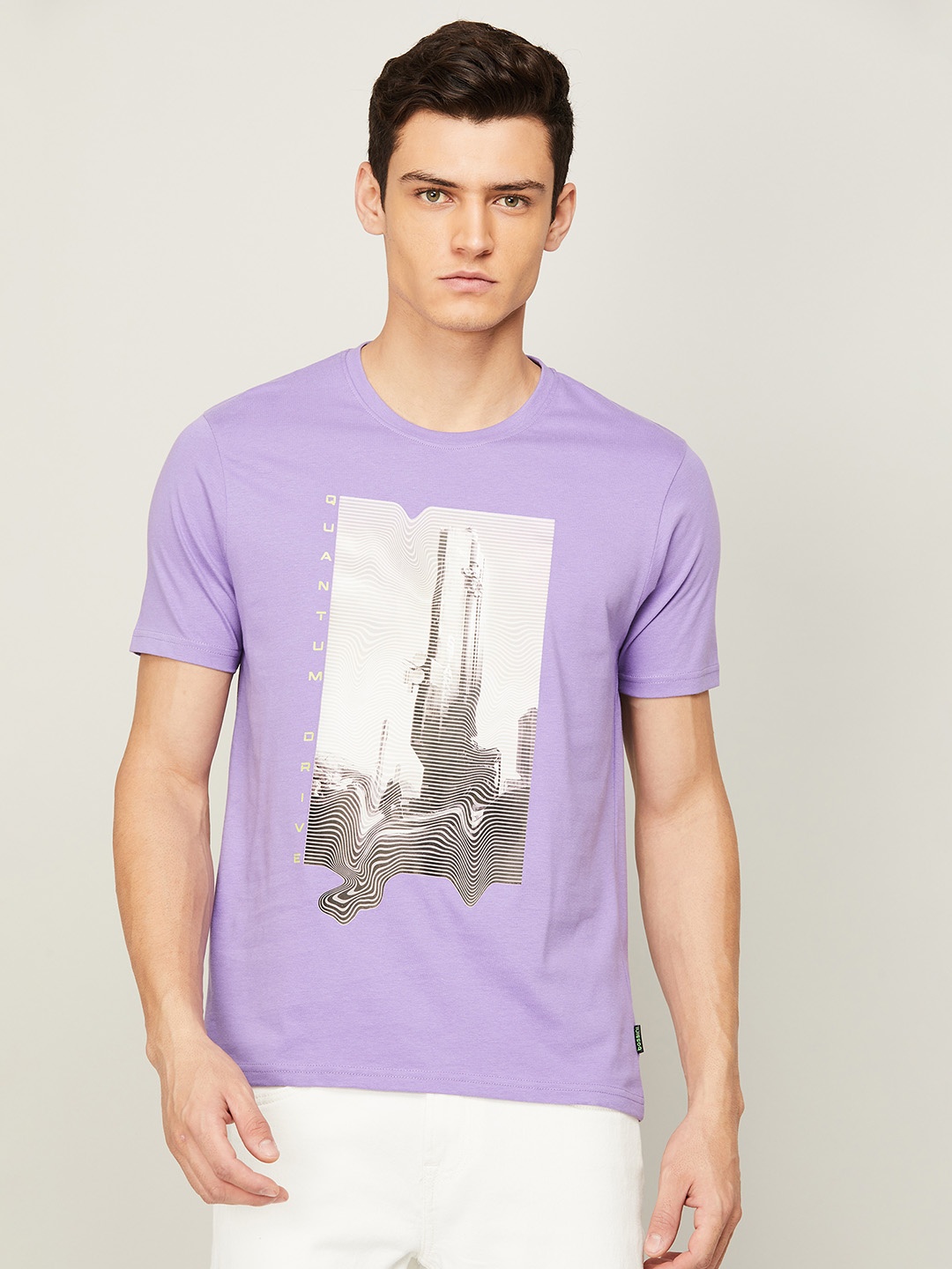 

Bossini Men Printed Cotton T-shirt, Purple