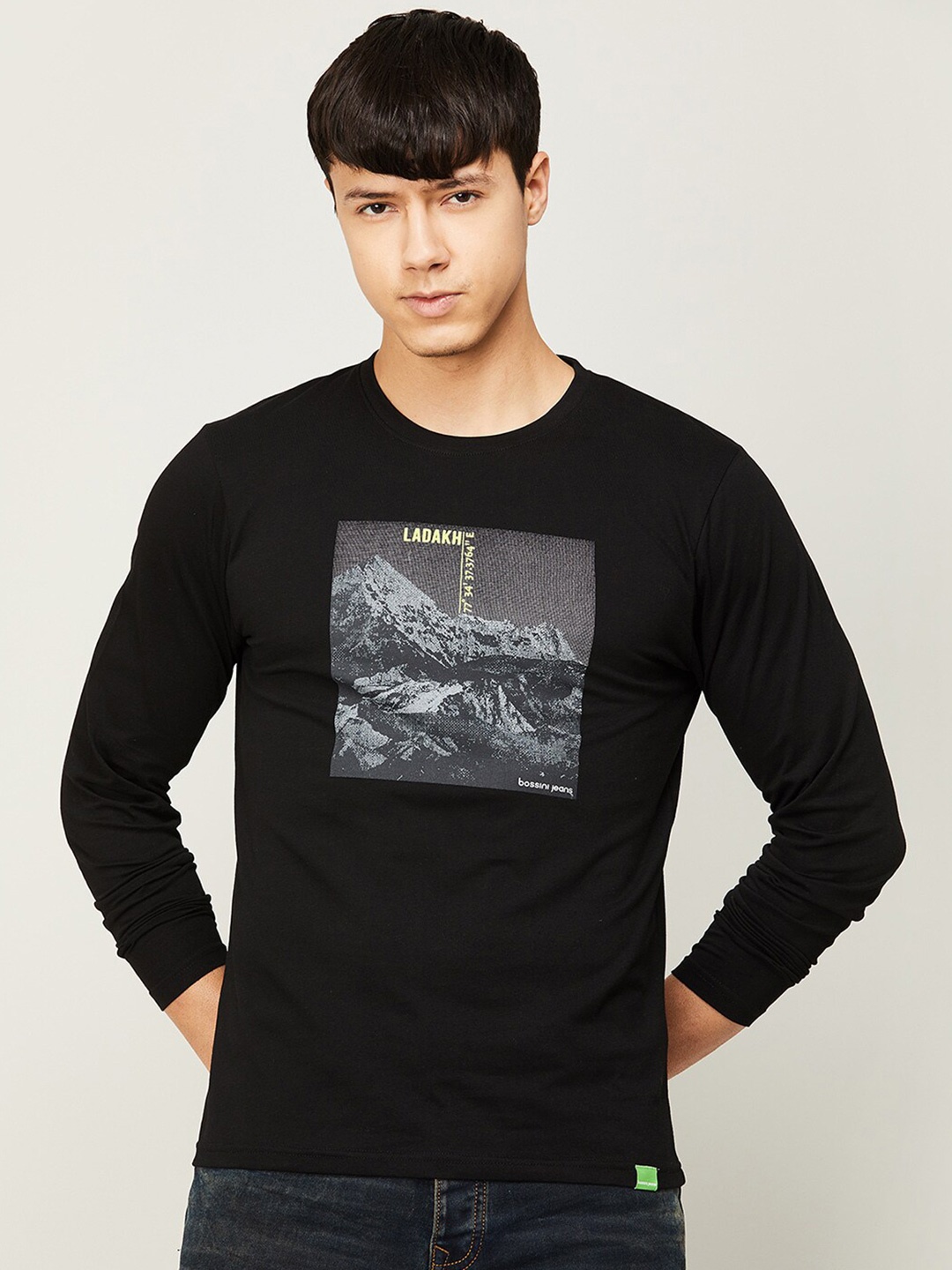 

Bossini Men Printed Cotton T-shirt, Black