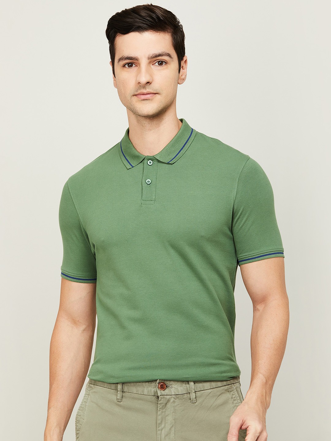 

CODE by Lifestyle Men Polo Collar T-shirt, Green