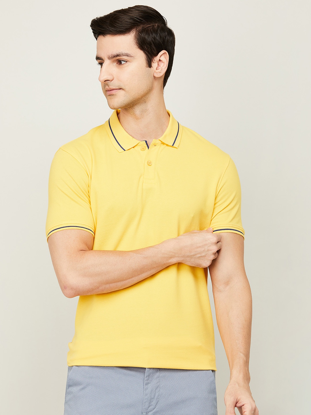 

CODE by Lifestyle Men Polo Collar T-shirt, Yellow